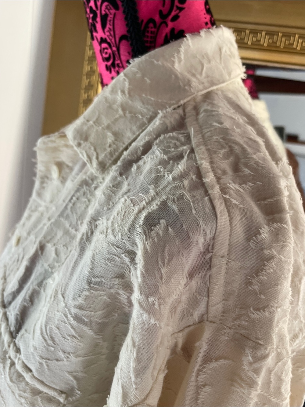 LOFT Cream Textured Button-Front Shirt - Picture 8 of 9